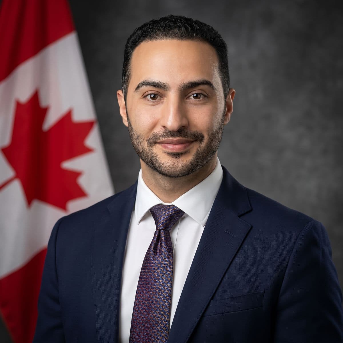 Babak Khodaparast, President of FICI, holding the Canadian flag.
